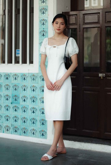 Agnes Back Tie Dress (White)