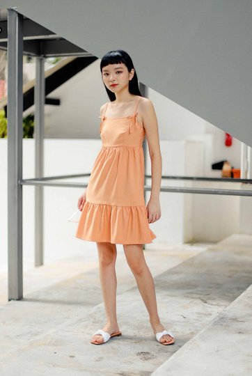 Faith Tiered Dress (Flamingo Orange)