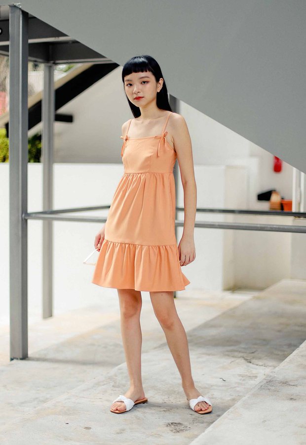Faith Tiered Dress (Flamingo Orange)