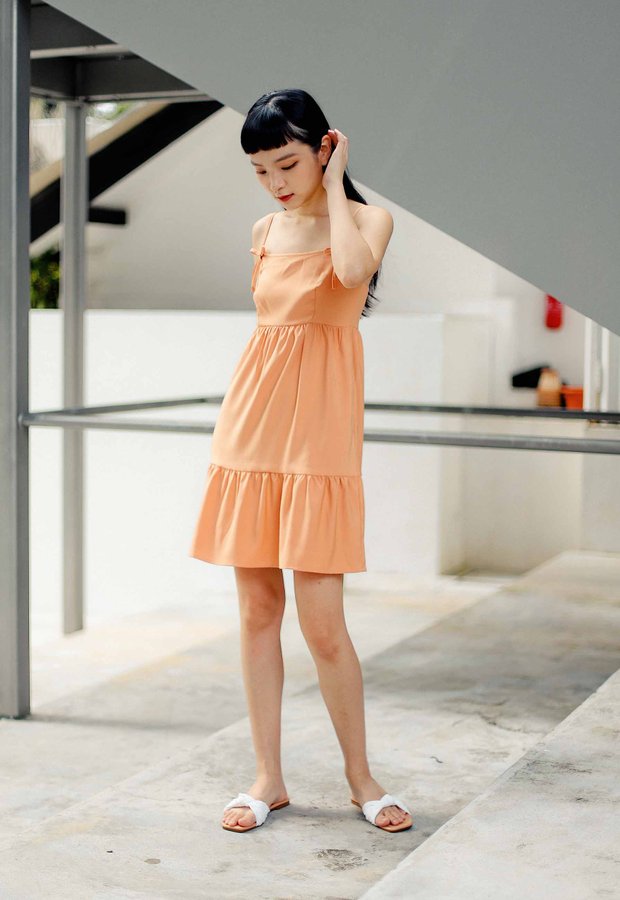 Faith Tiered Dress (Flamingo Orange)