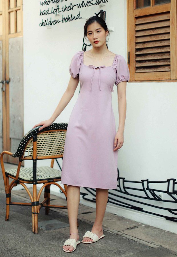 Agnes Back Tie Dress (Lilac)