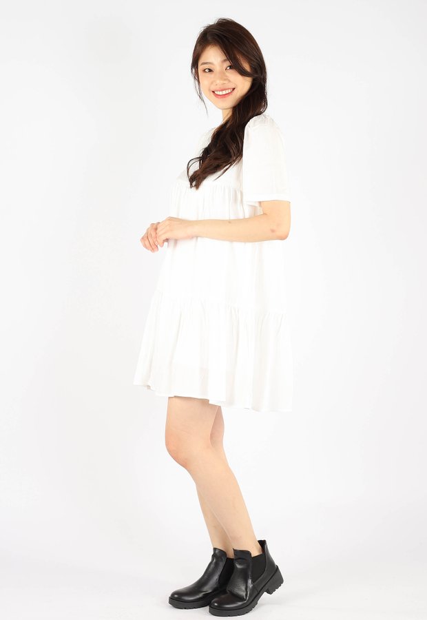 Basic Baby Doll Dress (White)