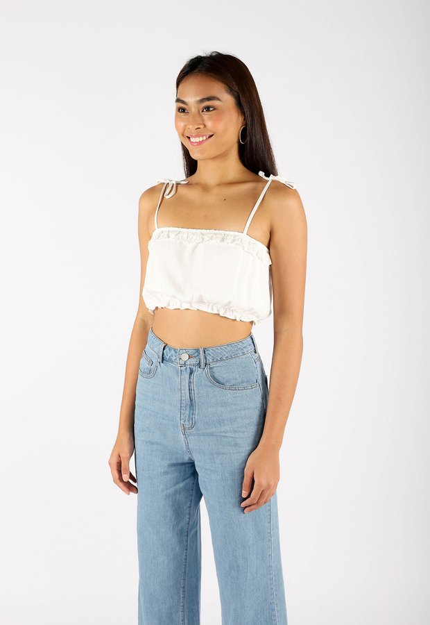 Dalle Cropped Cami Top (White)